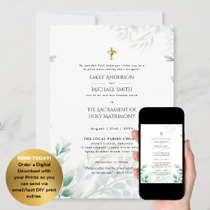 Invitación La vegetación deja al católico Boda de misa nupcia