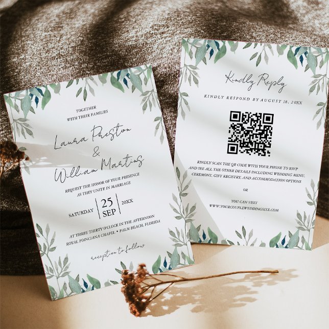 Invitación La vegetación deja el marco del código QR Boda RSV (Subido por el creador)