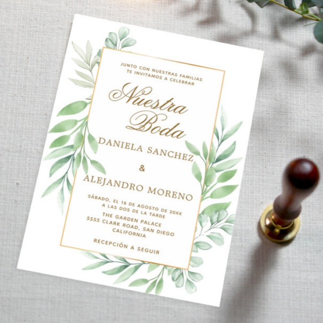 Invitación La vegetación deja el oro Nuestra Boda Boda españo (Subido por el creador)