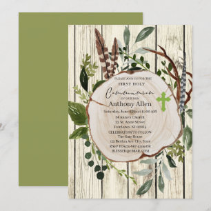 Invitación La vegetación del Boho ruso, primera comunión sagr