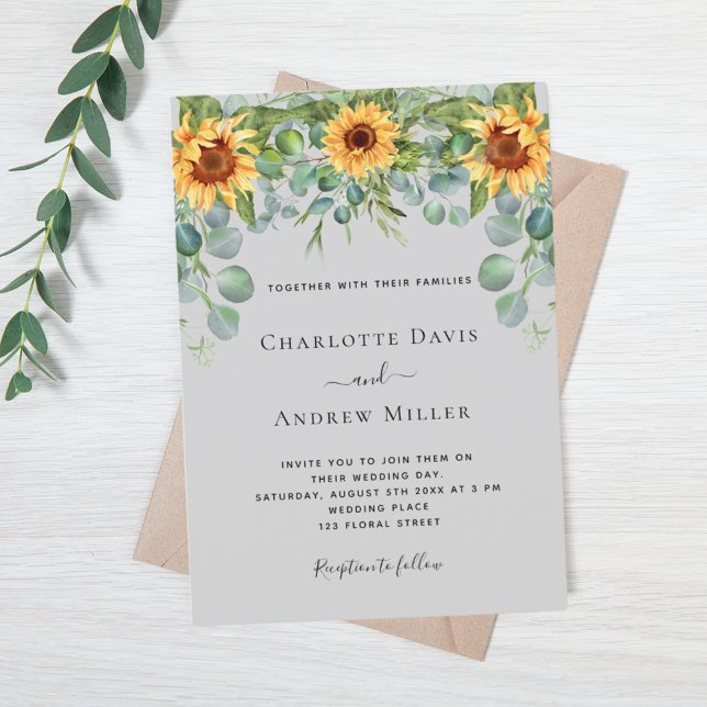 Invitación La vegetación del eucalipto gris de girasoles (Subido por el creador)