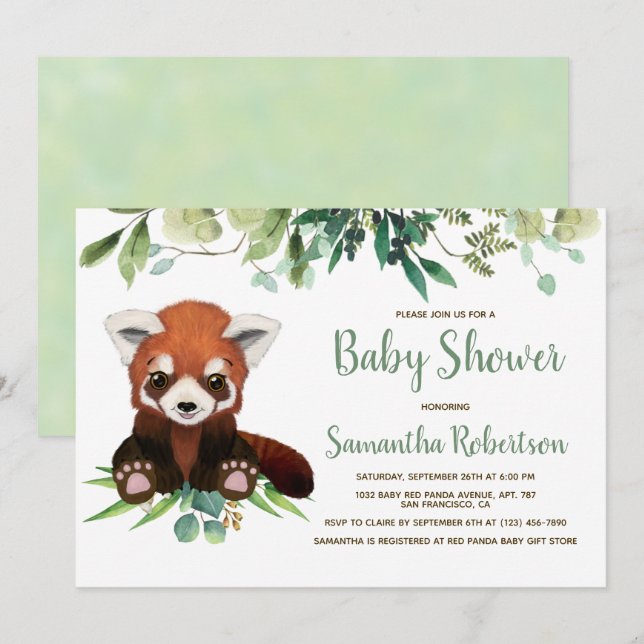 Invitación La vegetación del oso lindo Eucalyptus Baby Shower (Anverso / Reverso)