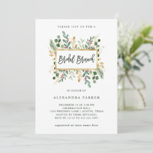 Invitación La vegetación dorada en blanco Navidades Bridal