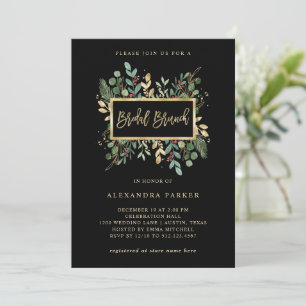 Invitación La vegetación dorada en negro   Navidades Bridal B