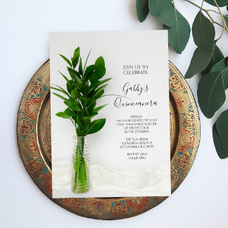 Invitación La vegetación en el Fiesta Quinceanera blanco