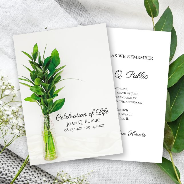 Invitación La vegetación en la celebración de la vida en vase (Subido por el creador)