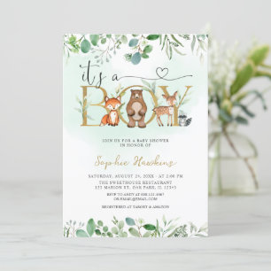 Invitación La vegetación es un Baby Shower de animales de Boy