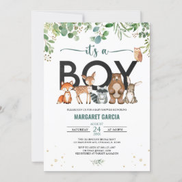 Invitación La vegetación es un niño Woodland Animals Baby Sho
