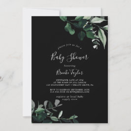 Invitación La vegetación esmeralda | Baby Shower negro