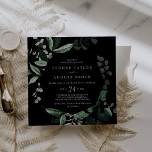 Invitación La vegetación esmeralda Boda de Black Square