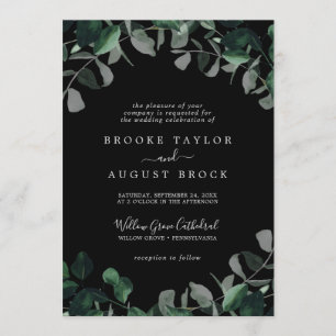 Invitación La vegetación esmeralda   Boda formal negro
