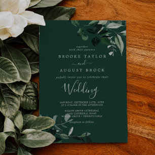Invitación La vegetación esmeralda   Boda verde