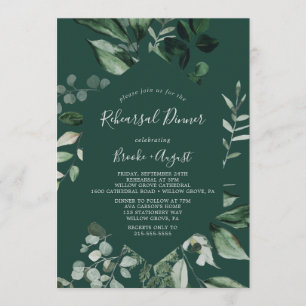 Invitación La vegetación esmeralda   Cena de ensayo verde