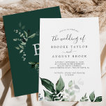 Invitación La vegetación esmeralda el Boda de<br><div class="desc">Esta invitación a una boda esmeralda es perfecta para un boda boho. El diseño es elegante y rústico,  con unas hojas de acuarela verde oscuro y un eucalipto con un toque bohemio moderno.</div>