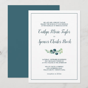 Invitación La vegetación exuberante y el Boda formal Eucalypt