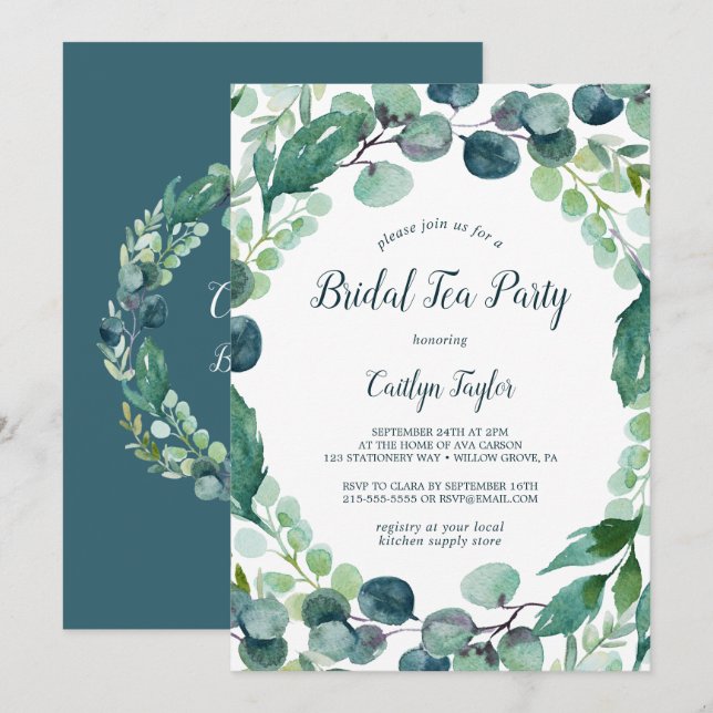 Invitación La vegetación exuberante y el Fiesta del té de nov (Anverso / Reverso)