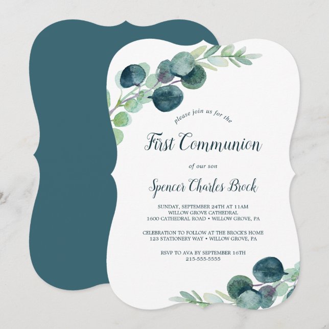 Invitación La vegetación exuberante y la primera comunión del (Anverso / Reverso)