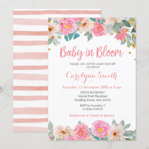 Invitación La vegetación floral de Peach Baby en Bloom