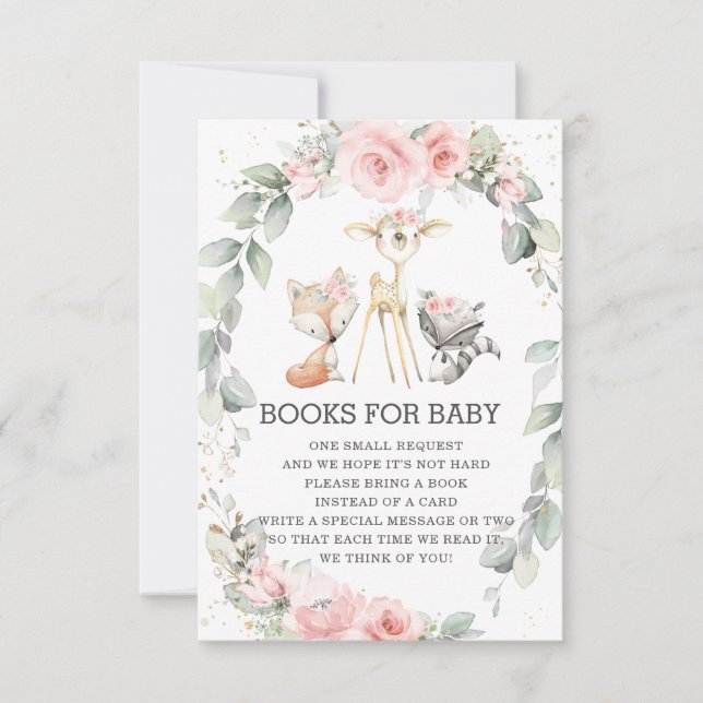Invitación La vegetación floral de Woodland trae libros para  (Anverso)