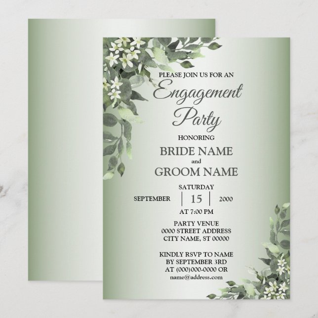 Invitación La vegetación floral rusa deja la fiesta de compro (Anverso / Reverso)