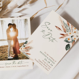 Invitación La vegetación floral seca y bohemia salva la fecha