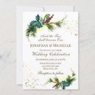 Invitación La vegetación forestal en un solo Boda cristiano