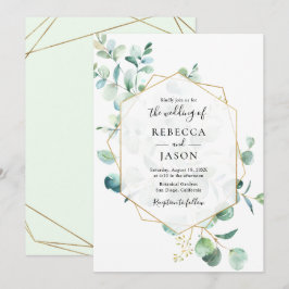 Invitación La vegetación geométrica de oro deja Boda