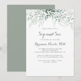 Invitación La vegetación minimalista Eucalyptus Sip y See