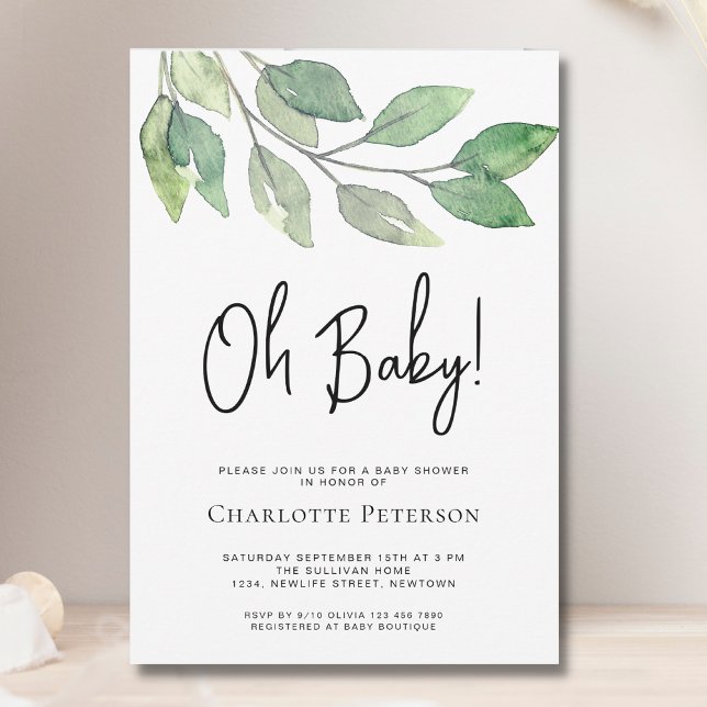 Invitación La vegetación moderna Oh Baby Baby Shower (Subido por el creador)