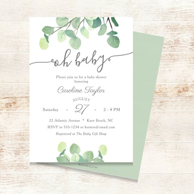 Invitación La vegetación moderna Oh Un Baby Shower Bebé Simpl (Subido por el creador)