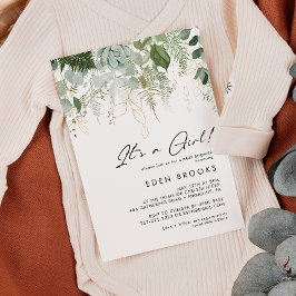 Invitación La vegetación moderna y el oro son un Baby Shower