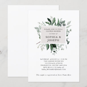 Invitación La vegetación moderna y sencilla   Ducha de pareja