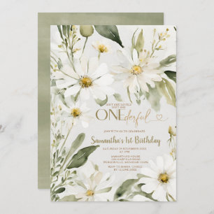 Invitación La vegetación no es una flor de primer cumpleaños 