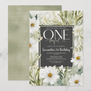 Invitación La vegetación no es una flor de primer cumpleaños