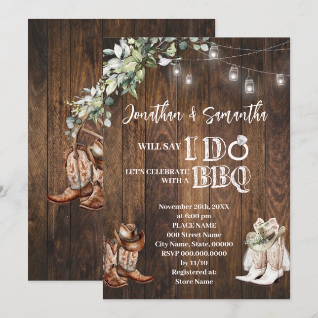Invitación La vegetación occidental que hago duchas de pareja (Anverso / Reverso)