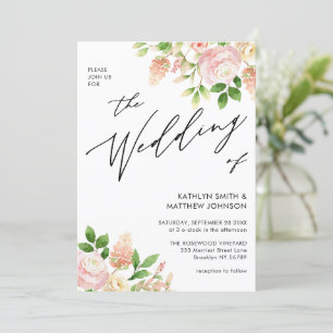 Invitación La vegetación rosa rosa elegante todo en un Boda