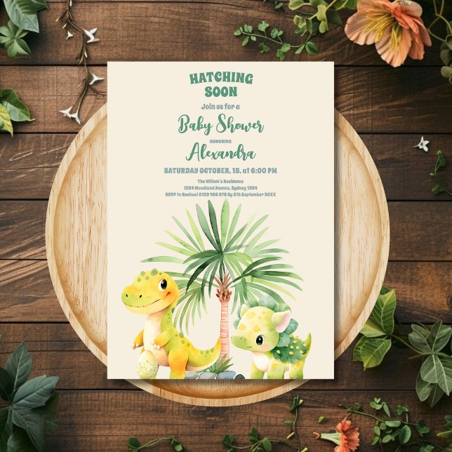 Invitación La vegetación rústica cute dinosaurio Baby Shower (Subido por el creador)