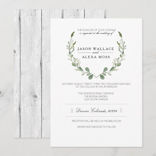 Invitación La vegetación rústica de las granjas | Boda elegan (Anverso / Reverso)