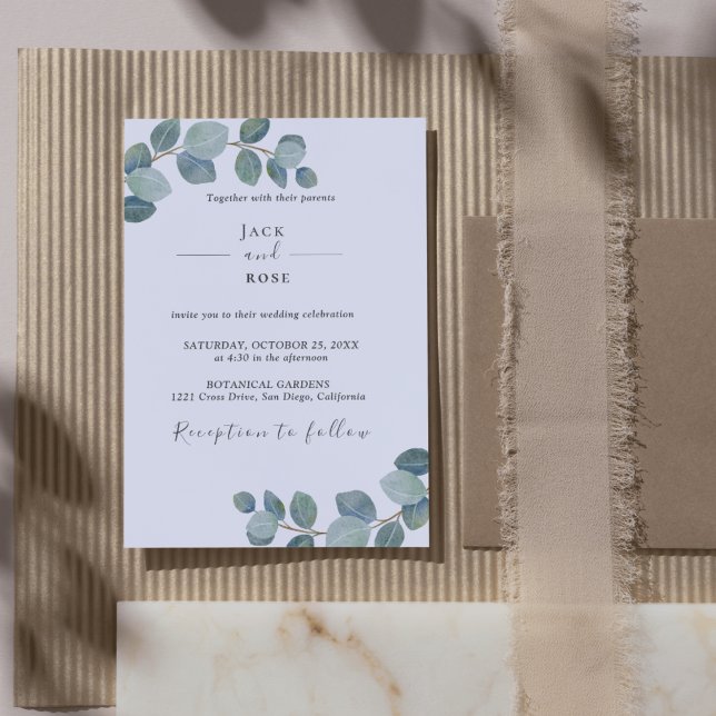 Invitación La vegetación rústica Eucalyptus Boda de verano. (Rustic Greenery Eucalyptus Summer Wedding. Invitation)