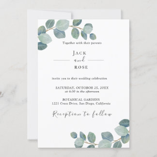 Invitación La vegetación rústica Eucalyptus Boda de verano.