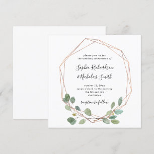 Invitación La vegetación simple del eucalipto   Rosa Gold Geo