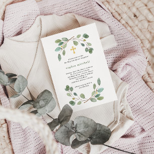 Invitación La vegetación simple del eucalipto y el bautismo c