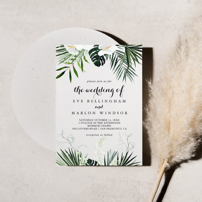 Invitación La vegetación tropical Boda floral blanca de (Subido por el creador)