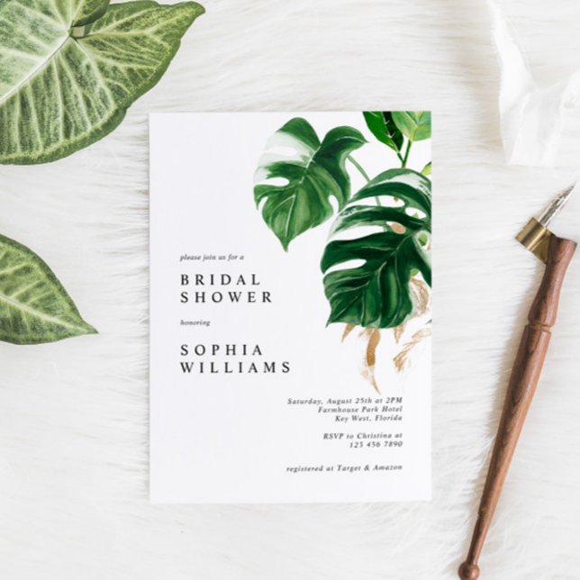 Invitación La vegetación tropical deja la moderna ducha de no (Subido por el creador)