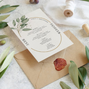 Invitación La vegetación y el elegante menú de bodas dorado