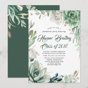 Invitación La vegetación y el oro Elegante fiesta de gradua