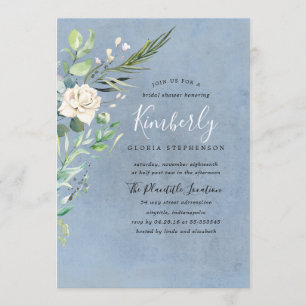 Invitación La vegetación y la dureza de la ducha azul elegant