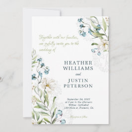 Invitación La vegetación y la elegante boda de flores blancas