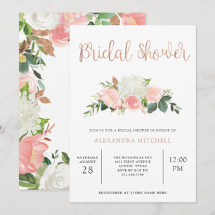 Invitación La vegetación y la floración rosa   Bridal Shower