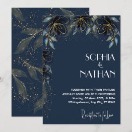 Invitación La vegetación y la hoja de oro | Boda de la Marina